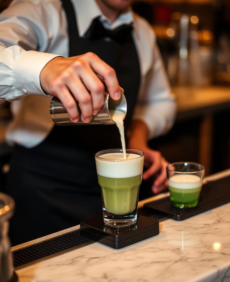 Barista preparando matcha